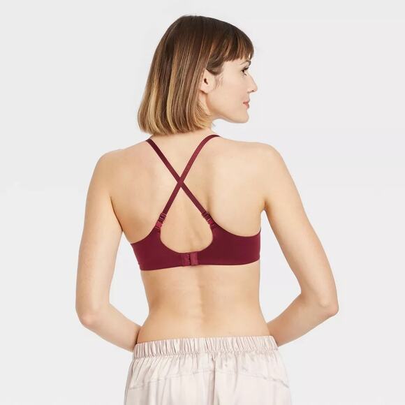 Auden Icon T Shirt Bra 36B Red Full Coverage Underwire Lightly Lined Molded Cups - Picture 8 of 13